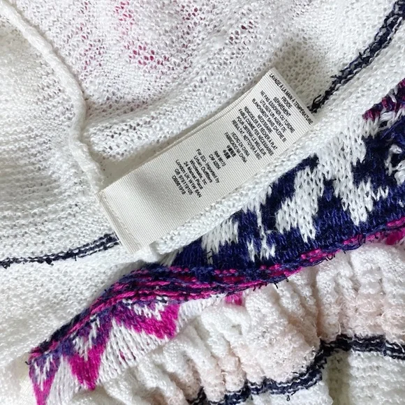 Free People Dreamland Knit Cardigan Womans Small Ivory Pink Balloon Sleeves - Picture 8 of 14